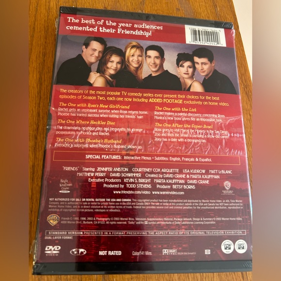 NWT Friends DVD Season 2 Jennifer Aniston Matthew Perry, chandler friends dvd - Picture 3 of 7